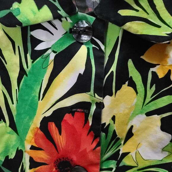 Chico s Womens Blazer Multi-Color Size 2 Cotton Blend Button Up Floral Design - Picture 11 of 12